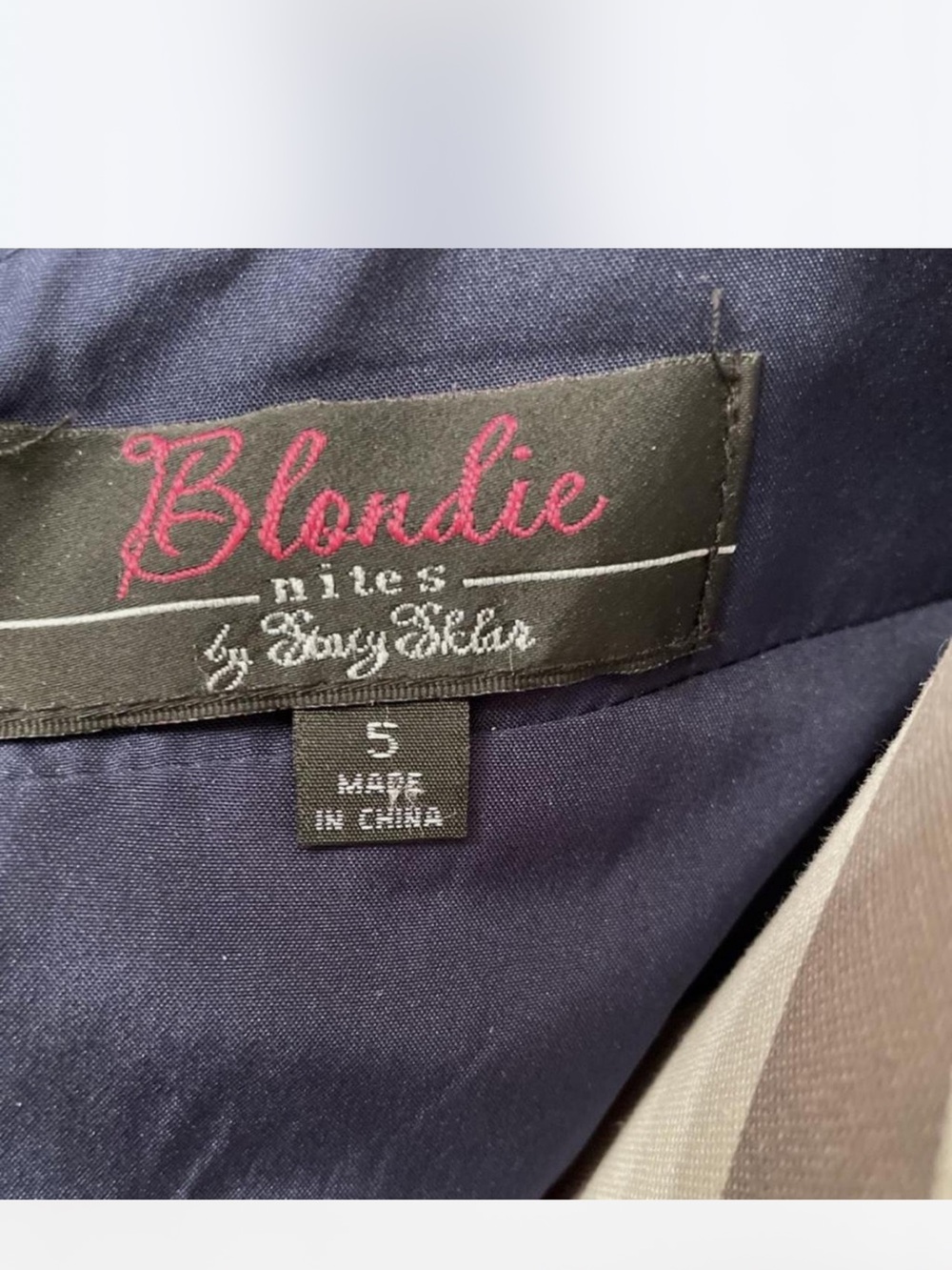 Blondie Nites Midnights & Magic Navy Embellished halter Prom Gown size 5 - Picture 8 of 8